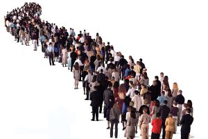 queuing crowd