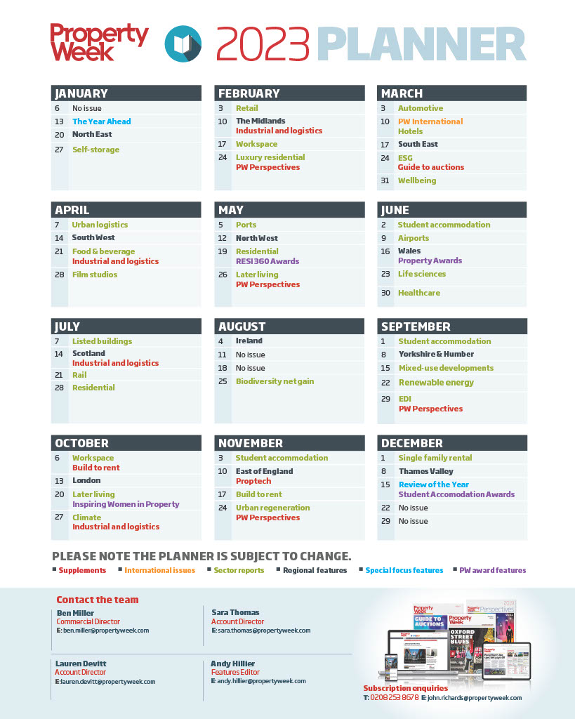 Property Week Features list 2023 Property Week
