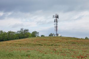 Mobile phone mast in field