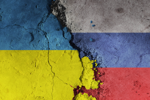 Ukraine and Russia flag