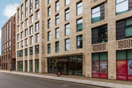 The exterior of the Spring Mews student accommodation building in Vauxhall.