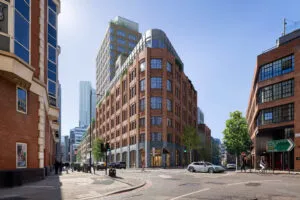 The exterior of the Shoreditch Works building