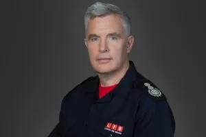 Andy Roe in his London Fire Brigade uniform