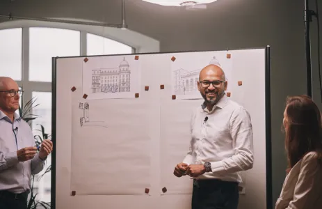 Roger Olsen, Faraby Farid and Rebecca Stewart, chief executive of Artus Air