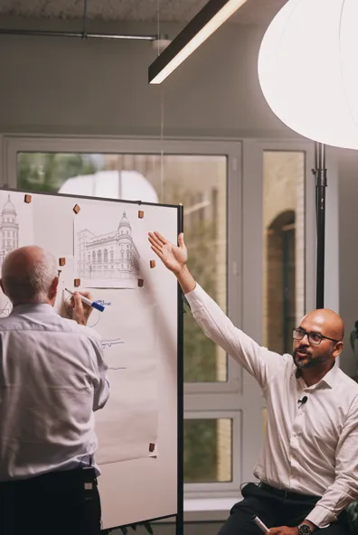 Roger Olsen, Artus Air inventor, and Faraby Farid, technical lead for real estate developments and energy strategy at The Crown Estate