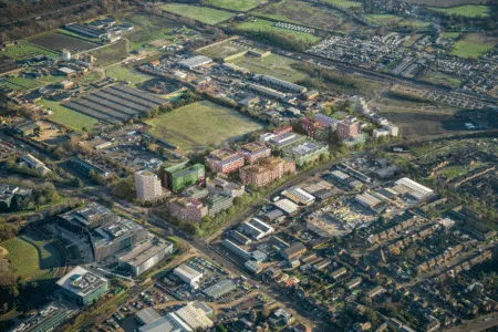 Ariel CGI view of the redeveloped Cambridge Business Park